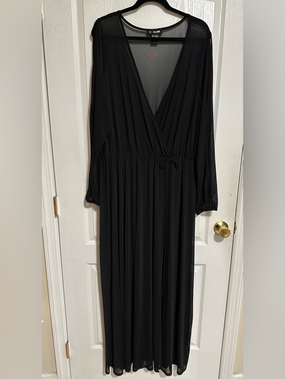 K Glam Black Mesh Maxi Dress 3X Plus Size Side Slit Chic 🖤✨